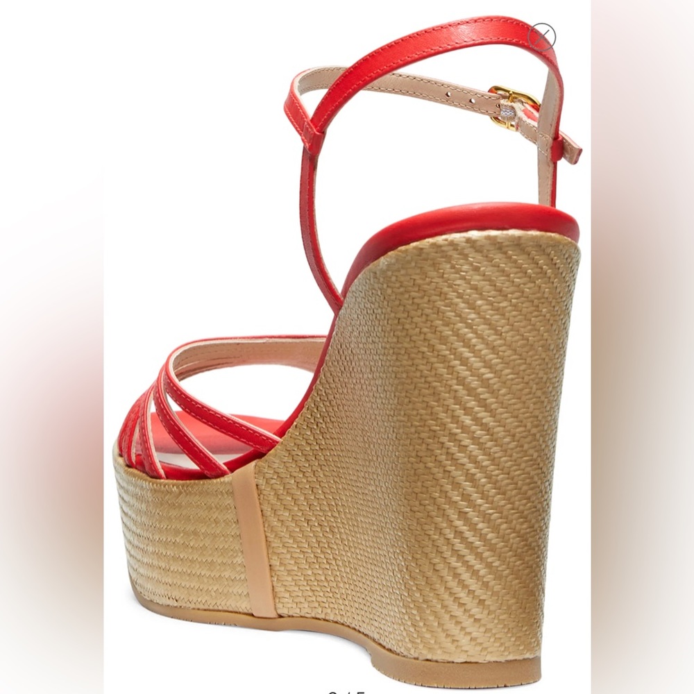 Stuart Weizman Red Strappy Wedge - image 7